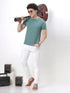Men's 100% Cotton Round Neck Solid T-shirt Dark Sea Green